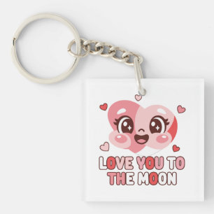Porte-clés Joli Personnage en Forme de Cœur Je T'Aime Jusqu'à