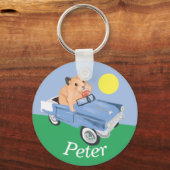 Porte-clés Joli petit hamster Conduire une voiture bleue (Recto)