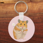 Porte-clés Joli petit Hamster tenant une fleur (Verso)