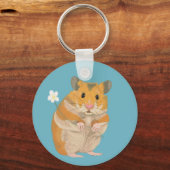 Porte-clés Joli petit Hamster tenant une fleur (Verso)