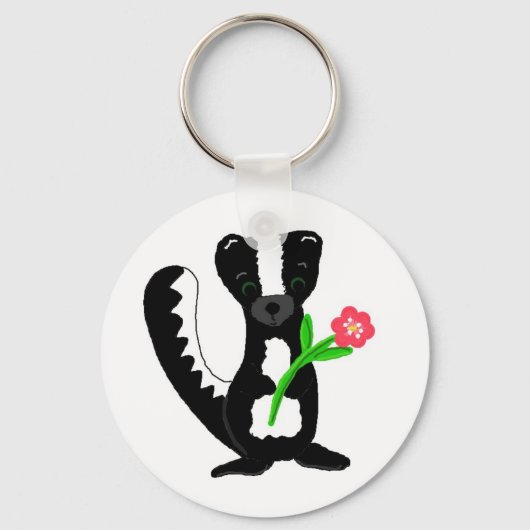 Porte-clés Joli Petit Moufette Avec Une Fleur (Recto)