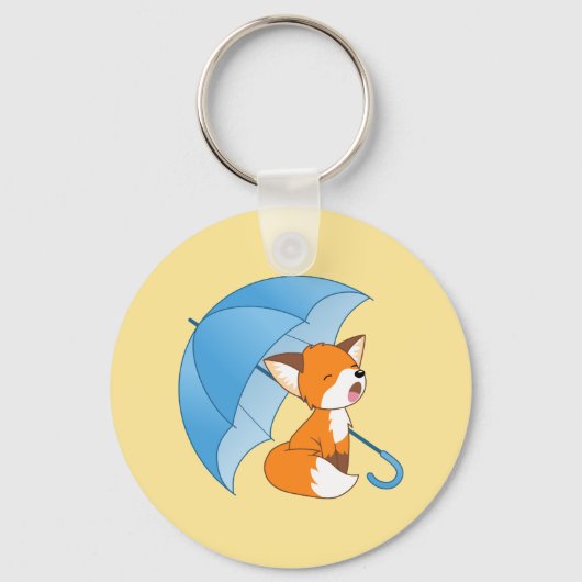 Porte-clés Joli Petit Renard dormant sous parapluie (Recto)