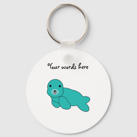 Porte-clés Joli phoque bébé turquoise (Recto)
