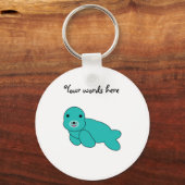 Porte-clés Joli phoque bébé turquoise (Recto)