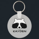 Porte-clés Joli porte - clé animal de la forêt de raton lavon<br><div class="desc">Cute racoon porte - clé de mascotte animal de la forêt personnalisée avec le nom de l'enfant. Amusant design porte - clé raccoon pour la fête d'anniversaire des enfants. Faites la fête pour fils, petit-fils, frère, enfant, fille, invités, amis etc. amusant dessin animé pour les enfants. Couleur arrière - plan...</div>