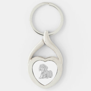 Porte-clés Joli Porte - clé de coeur crayon Dachshund