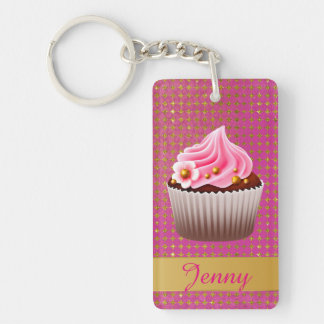 Porte-clés Joli Porte - clé personnalisé Cupcake rose