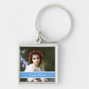 Porte-clés joli porte - clé photo, bleu ciel