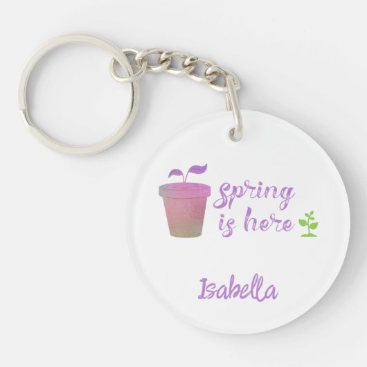 Porte-clés Joli Pretty Purple & Green SPRING EST ICI Porte - (Devant)