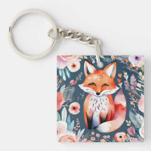Porte-clés Joli renard floral