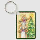 Porte-clés Joli renne de Noël avec l'étoile de l'arbre de Noë (Recto)