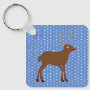 Porte-clés Joli renne de Noël avec noeud rouge personnalisé