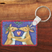 Porte-clés Joli renne de Noël, Baiser romantique avec Mistlet (Recto)