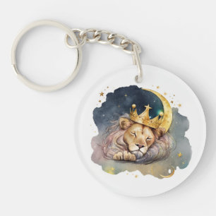 Porte-clés Joli roi Lion endormi sur la Lune