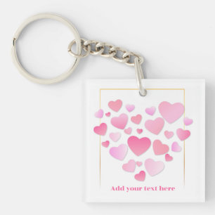 Porte-clés Joli style cœurs roses Saint-Valentin romantique