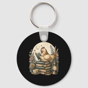 Porte-clés Joli style Cottagecore poulet lisant un livre Ne