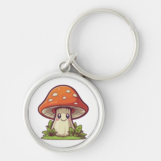 Porte-clés Joli style kawaii, cueillette de champignons (Devant)