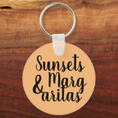 Porte-clés joli SUNSETS & MARGARITAS lettrage | (Recto)
