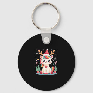 Porte-clés Joli T-Shirt de Noël Filles Femmes Xmas Licorne Ce