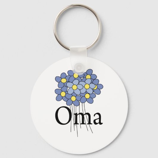 Porte-clés Joli T-shirt Oma Fleur Bleue (Recto)