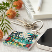Porte-clés Joli thème Hawaiian Island (Devant Droit)