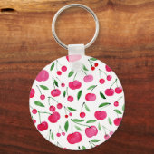Porte-clés Jolie aquarelle rouge cerises motif (Verso)