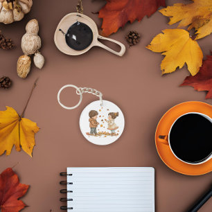 Porte-clés Jolie Automne Enfants Jouer