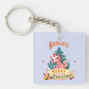 Porte-clés Jolie Axolotl Joyeux Noël Art de Fêtes