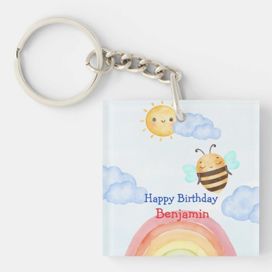Porte-clés Jolie bee bee bee fête d'anniversaire (Devant)