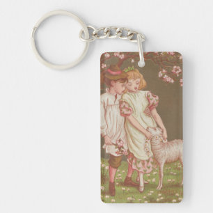 Porte-clés Jolie carte de la Saint-Valentin vintage kitsch, E
