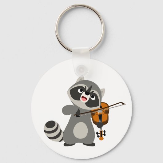 Porte-clés Jolie Cartoon Raccoon Jouer du violon (Recto)