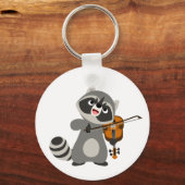Porte-clés Jolie Cartoon Raccoon Jouer du violon (Recto)