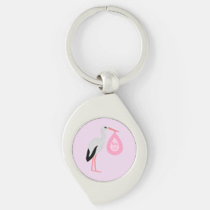 Porte-clés Jolie chatte rose bébé fille Stork
