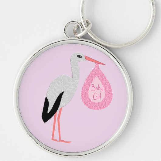 Porte-clés Jolie chatte rose bébé fille Stork (Devant)