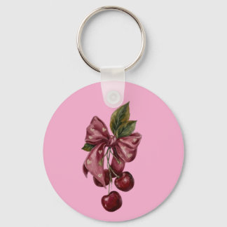Porte-clés Jolie Coquette Cerise Ruban Rose Esthétique