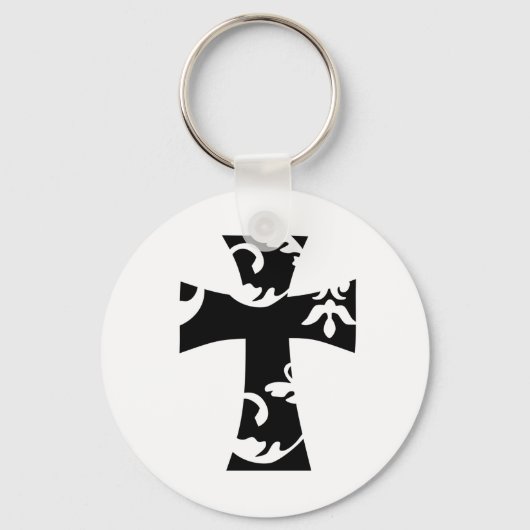 Porte-clés jolie CROIX FLORALE chic | (Recto)