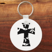 Porte-clés jolie CROIX FLORALE chic | (Recto)