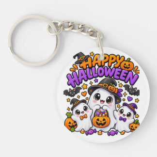 Porte-clés Jolie famille de fantômes d'Halloween