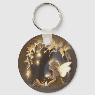 Porte-clés Jolie fée d'automne avec des fleurs lumineuses