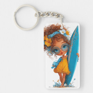 PORTE-CLÉS JOLIE FILLE AU THÈME ESTIVAL FANTAISISTE