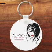 Porte-clés Jolie fille avec cheveux ondulés Icône maquillage (Recto)