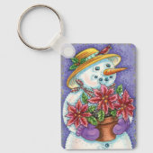 Porte-clés Jolie fille de Noël Snowman avec Poinsettia (Recto)