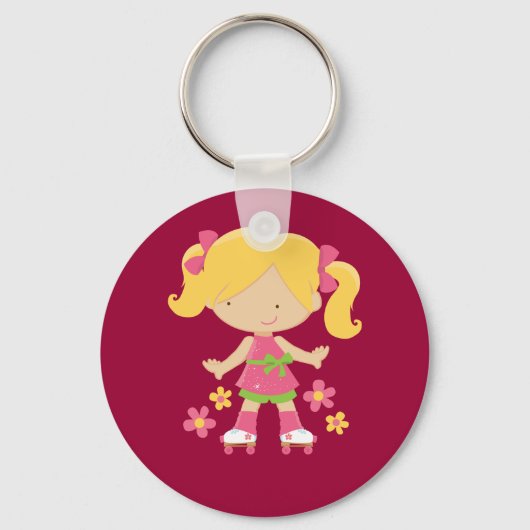 Porte-clés Jolie fille de patinage à rouleaux sur patins Cade (Recto)