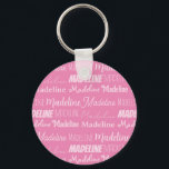 Porte-clés Jolie fille rose Nom Police Collage Ado personnali<br><div class="desc">Ce joli porte - clé rose est customisé avec le nom de votre ado ou de votre petite fille dans 9 polices différentes. Un joli cadeau personnalisé pour un enfant ou un adolescent.</div>