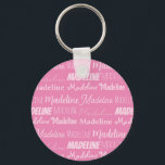 Porte-clés Jolie fille rose Nom Police Collage Ado personnali<br><div class="desc">Ce joli porte - clé rose est customisé avec le nom de votre ado ou de votre petite fille dans 9 polices différentes. Un joli cadeau personnalisé pour un enfant ou un adolescent.</div>