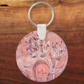 Porte-clés Jolie Fille Saumon Fleurs Roses (Recto)