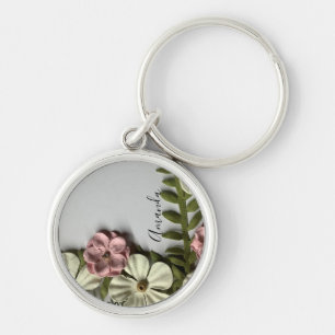 Porte-clés Jolie fleur délicate et nom
