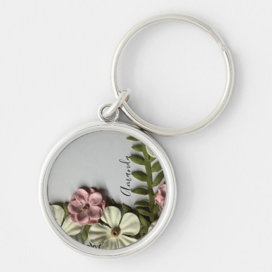Porte-clés Jolie fleur délicate et nom (Devant)