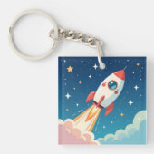 Porte-clés Jolie fusée spatiale décollant (Devant)