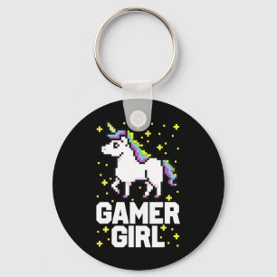 Porte-clés Jolie gamer Girl Galaxy Rainbow Unicorn jeu vidéo